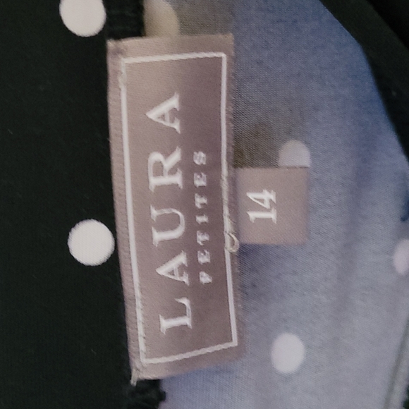 Laura Petites Skirt 14 Black White Polka Dot - Picture 2 of 4